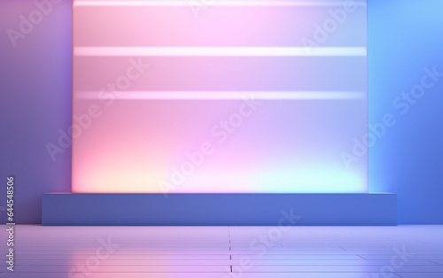 Light glossy surface with copyspace on abstract light wall backdrop. 3D rendering, mock up