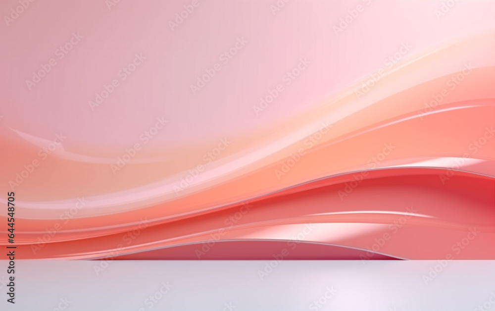 Fototapeta premium Light glossy surface with copyspace on abstract light wall backdrop. 3D rendering, mock up