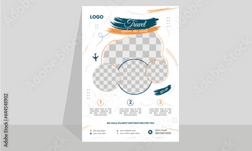 Travel flyer design for vacation tour agency . Travel and tourism flyer design template.