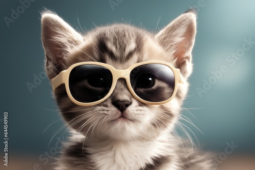 portrait of a cute cat wearing sunglasses