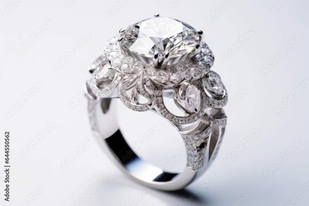 Beautiful and very expensive diamond ring, macro shot, on a white background. Beautiful and very expensive diamond ring, macro shot, on a white background.