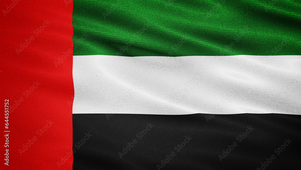 Waving Fabric Texture Of United Arab Emirates National Flag Graphic Background