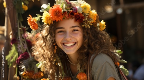 Teenage girl in boho chic attire with a flower crown.