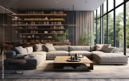 Interior of modern living room panorama 3d rendering © MUS_GRAPHIC