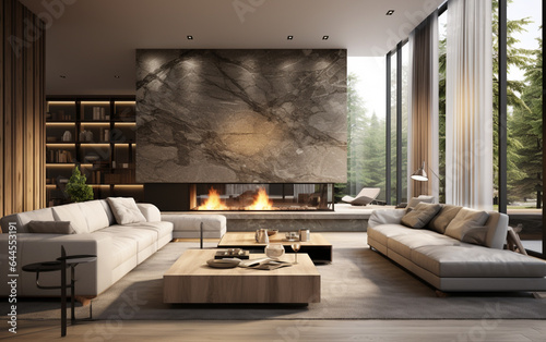 Interior of modern living room panorama 3d rendering © MUS_GRAPHIC