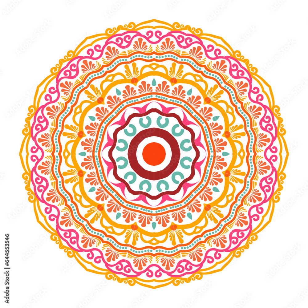 Dreamy Gradient elegant colorful Vector mandala design. Creative background floral invitation, logos, design idea mandala design template vector. 