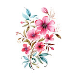 Watercolor pink wild flowers. Isolated and editable vector clipart.