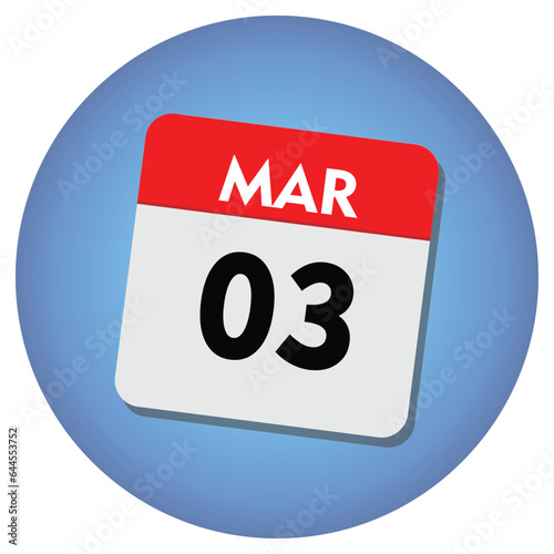 03 march icon with white background, calender icon