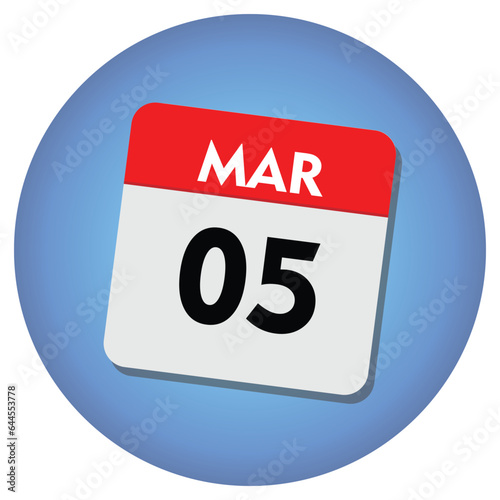 05 march icon with white background, calender icon