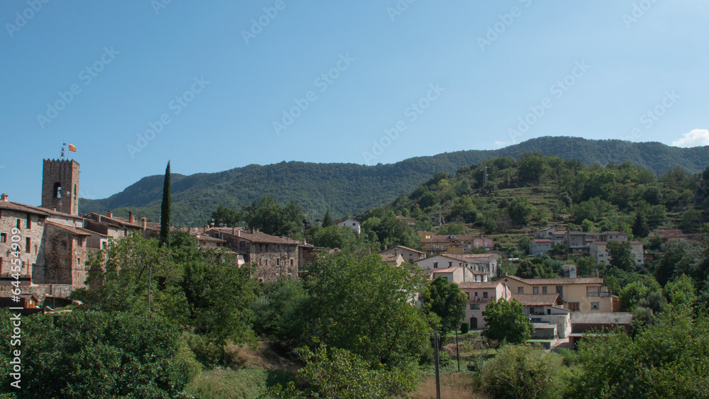 Picturesque view of the tourist village of Santa Pau in Catalonia.