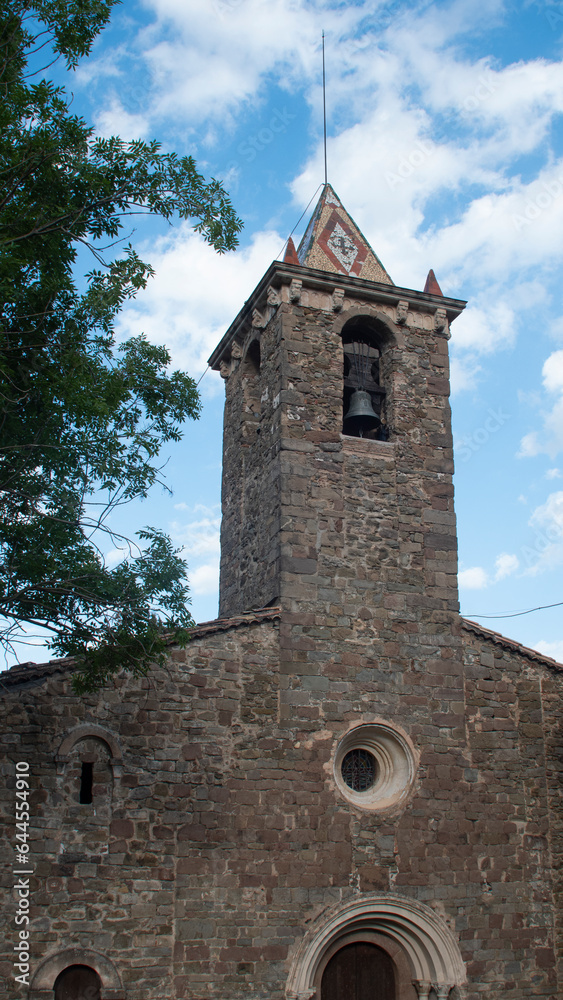 Bell tower and steeple of an old church