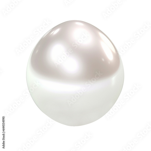 pearl necklace isolated on white, shiny natural white sea pearl with light effects isolated on transparent background