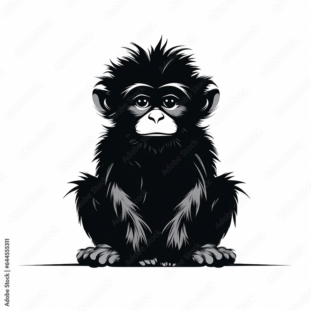 cute little monkey vector illustration isolated on white