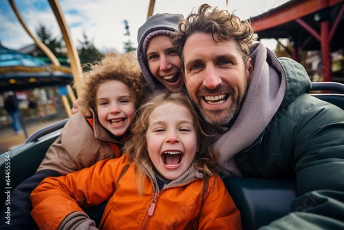 family fun day out at amusement park