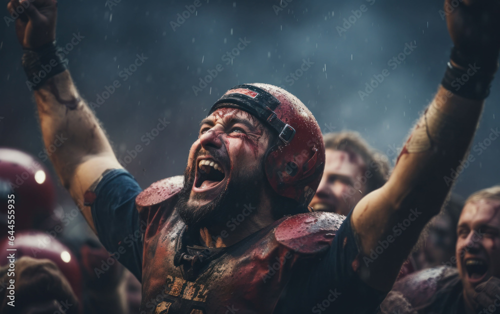 Obraz premium Heroes on the pitch: players compete to win football