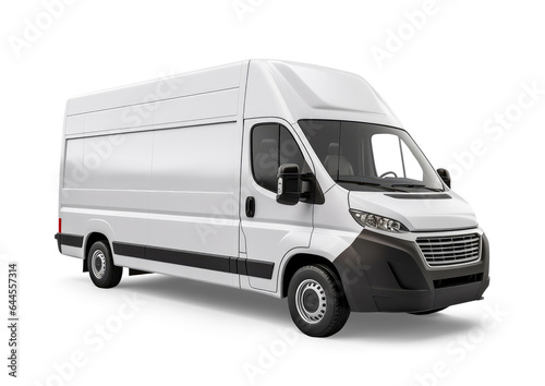 White delivery van isolated from the background photo