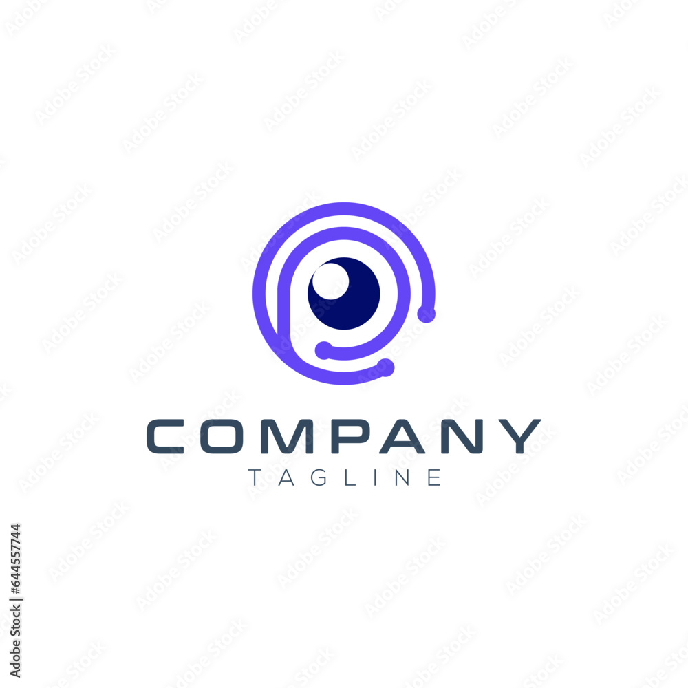 Letter P eyes technology logo design