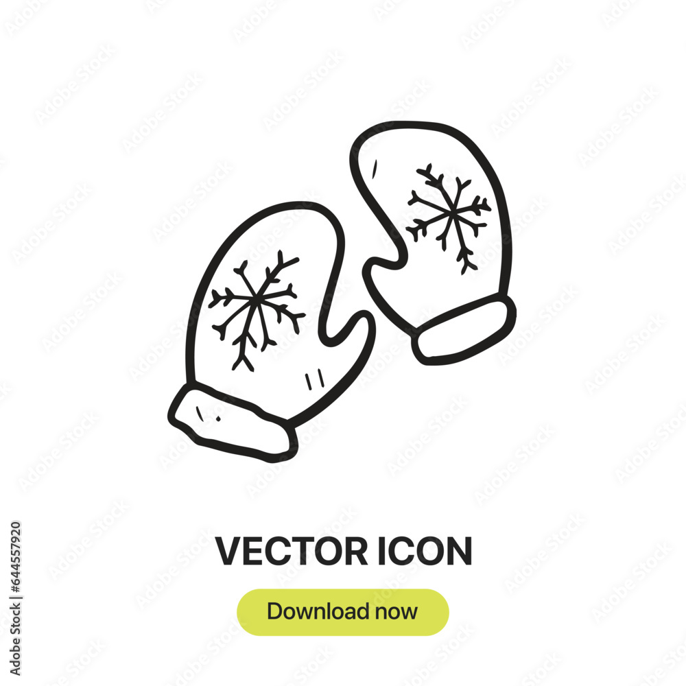 Obraz premium Mitten icon vector. Linear-style sign for mobile concept and web design. Mitten symbol illustration. Pixel vector graphics - Vector.