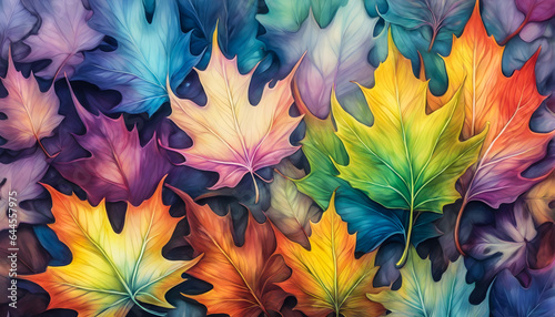 closeup leaves falling in autumn in pastel colors, Plants and Flowers, generative ai 