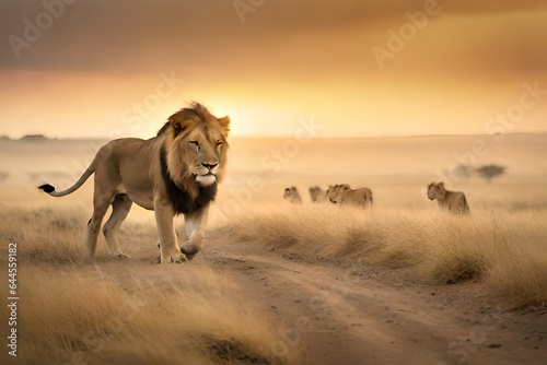 lions in the savannah generated ai