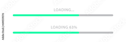 Load bar icon. Loading progress signs. Download process status symbol. Speed upload symbols. Website interface icons. Green color. Vector sign.