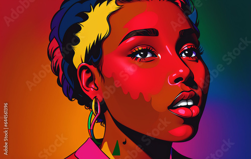 Beautiful african american woman in pop art style. 