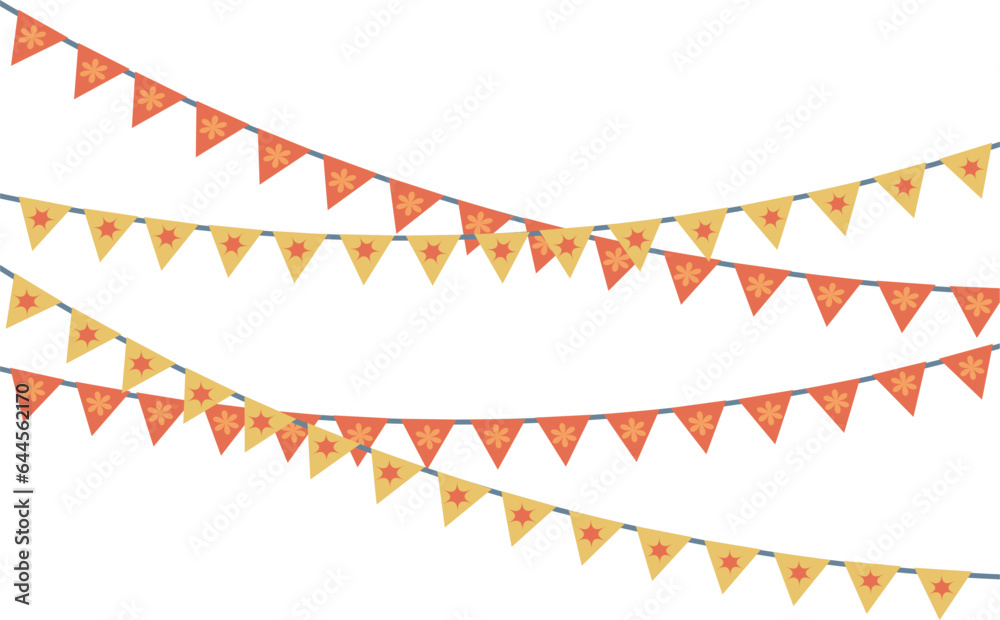 Obraz premium festive orange - yellow flags in vector, party, joyful event
