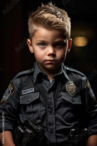 Little boy as a police officer. Generative AI