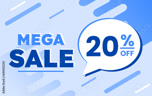 20% percent off mega sale blue banner