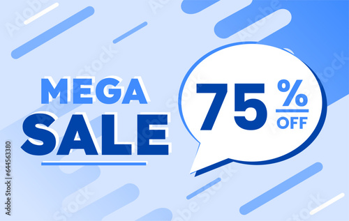 75% percent off mega sale blue banner