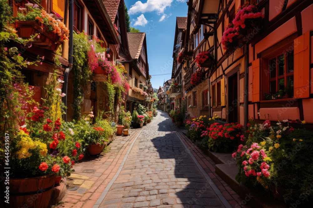 Colorfully old street in Europe
