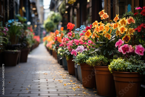 Many Flower on summer street.  © AI Exclusive 