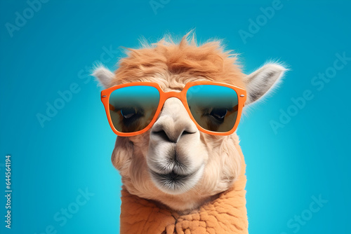 Camel in Cool Shades A Surreal and Playful Image Isolating a Camel Wearing Sunglasses Against a Solid Pastel Background, Perfect for Commercial, Editorial, and Advertisement Use © Asiri