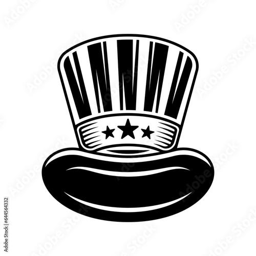 American cylinder hat vector Illustration in black and white style isolated on white background