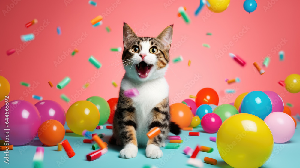 Fototapeta premium Cat isolated on colored background