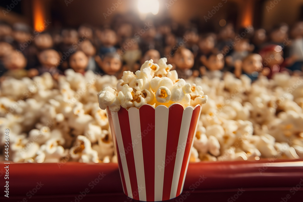 Popcorn at the movies blurred crowd background Popcorn at the movies blurred crowd background