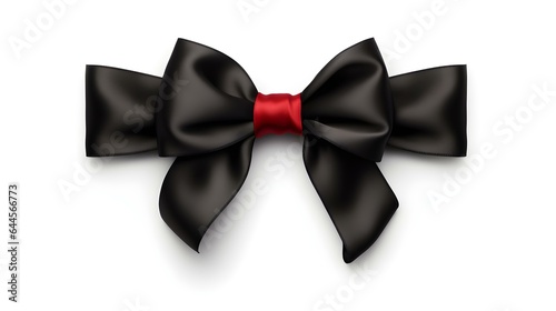 Black Gift Ribbon with a Bow on a white Background. Festive Template for Holidays and Celebrations
