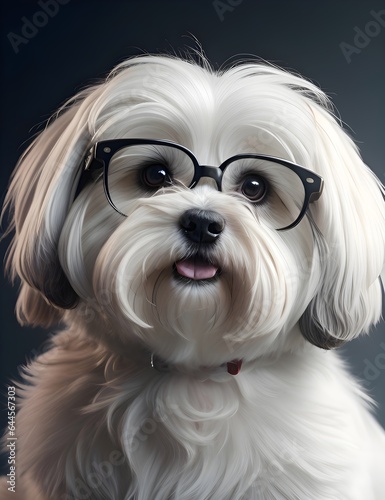 Puppy with glasses - Coton De Tulear