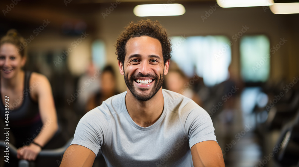 Obraz premium Portrait of athletic man in a gym