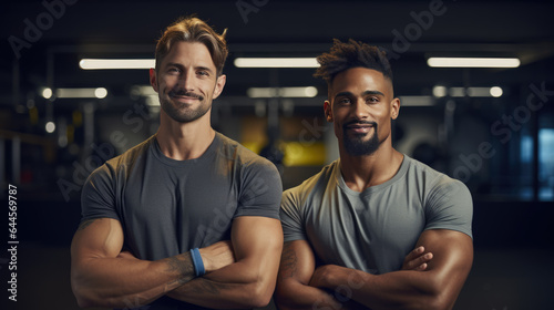 Portrait of athletically built men in a gym