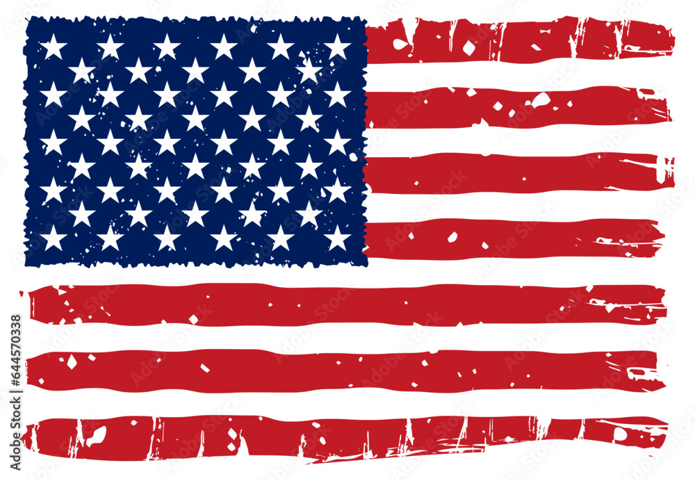American flag scratched with grunge textures vector illustration in colored style American flag scratched with grunge textures vector illustration in colored style