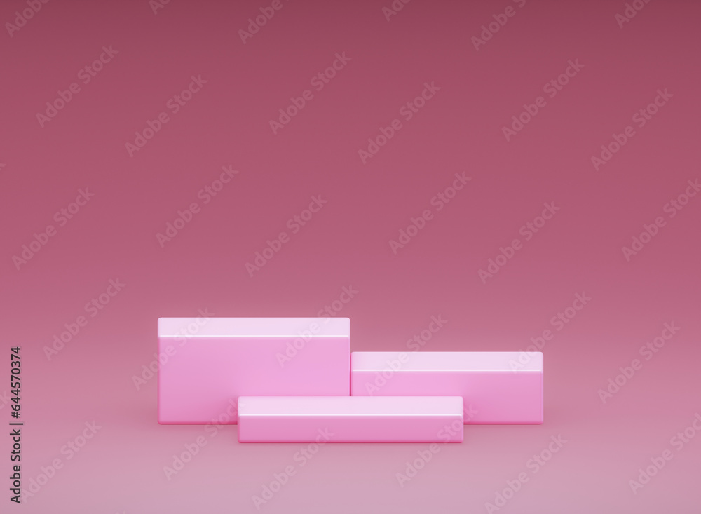 pink square pedestal step pattern,mock up podium for product presentation,3d rendering pink square pedestal step pattern,mock up podium for product presentation,3d rendering