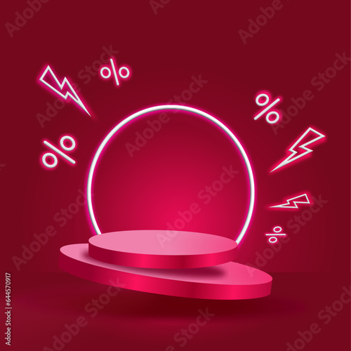  podium, 3d, neon, sale, light