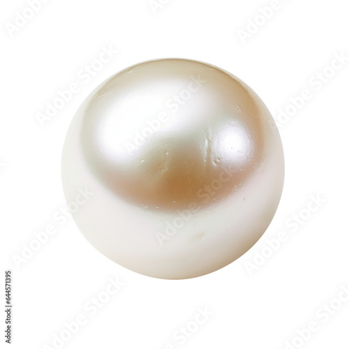 shiny natural white sea pearl with light effects isolated on transparent background