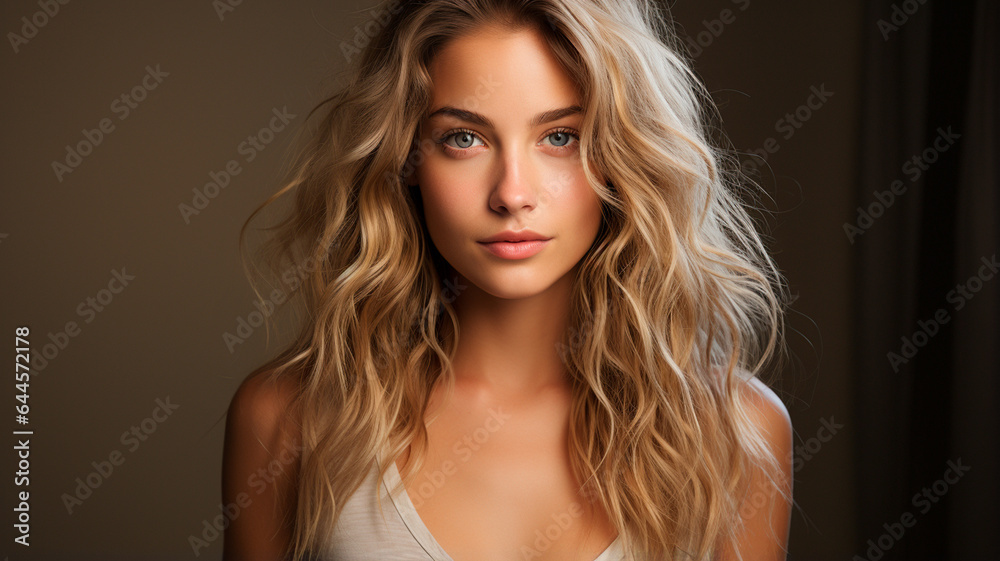 Naklejka premium a woman with long blonde hair and blue eyes