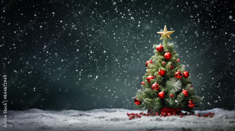 Obraz premium Christmas Elegance.Nordic Christmas.Christmas Serenity.Modern Christmas.Christmas elements with generous copyspace.Festive cheer with a lot of blank space.Whitespace.