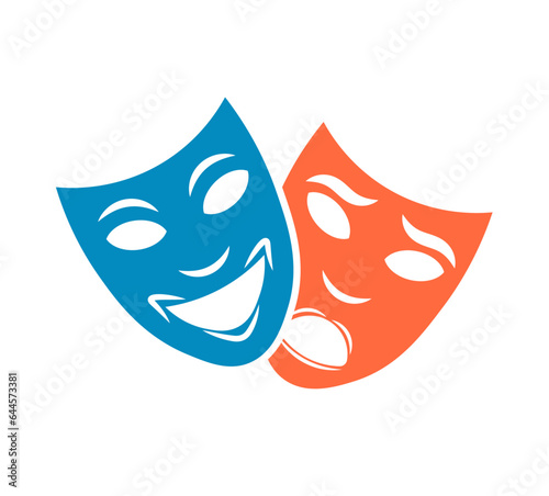 Vector abstract button icon theater mask laughter and grief on a white background vector