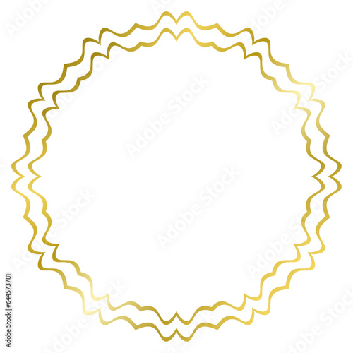 Golden frame with ornament isolated on white. Vector