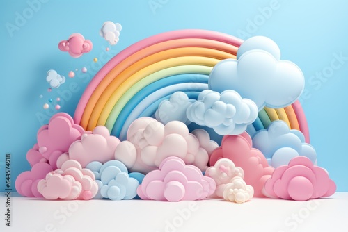Clouds and rainbow cute weather background © lublubachka
