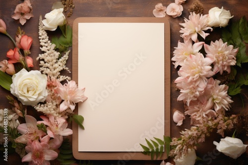 Copy space clipboard with dreamy flowers